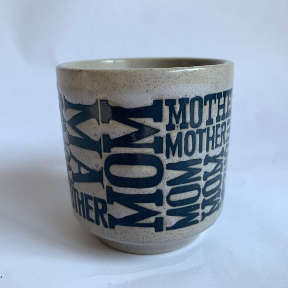 Vintage Mom Mother Ma Embossed Gray Speckled Blue Mug - Picture 4 of 6